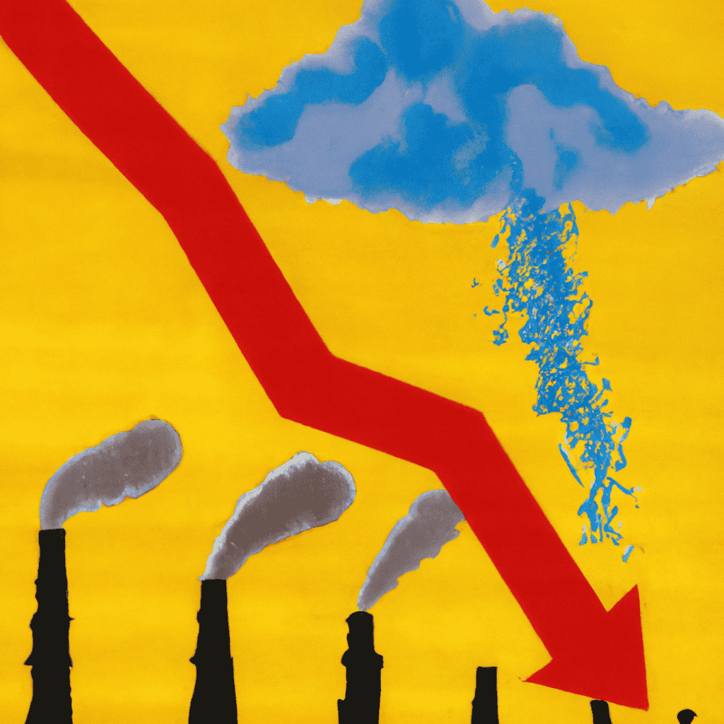 Abstract painting of "Falling emissions in declining economy" shock!