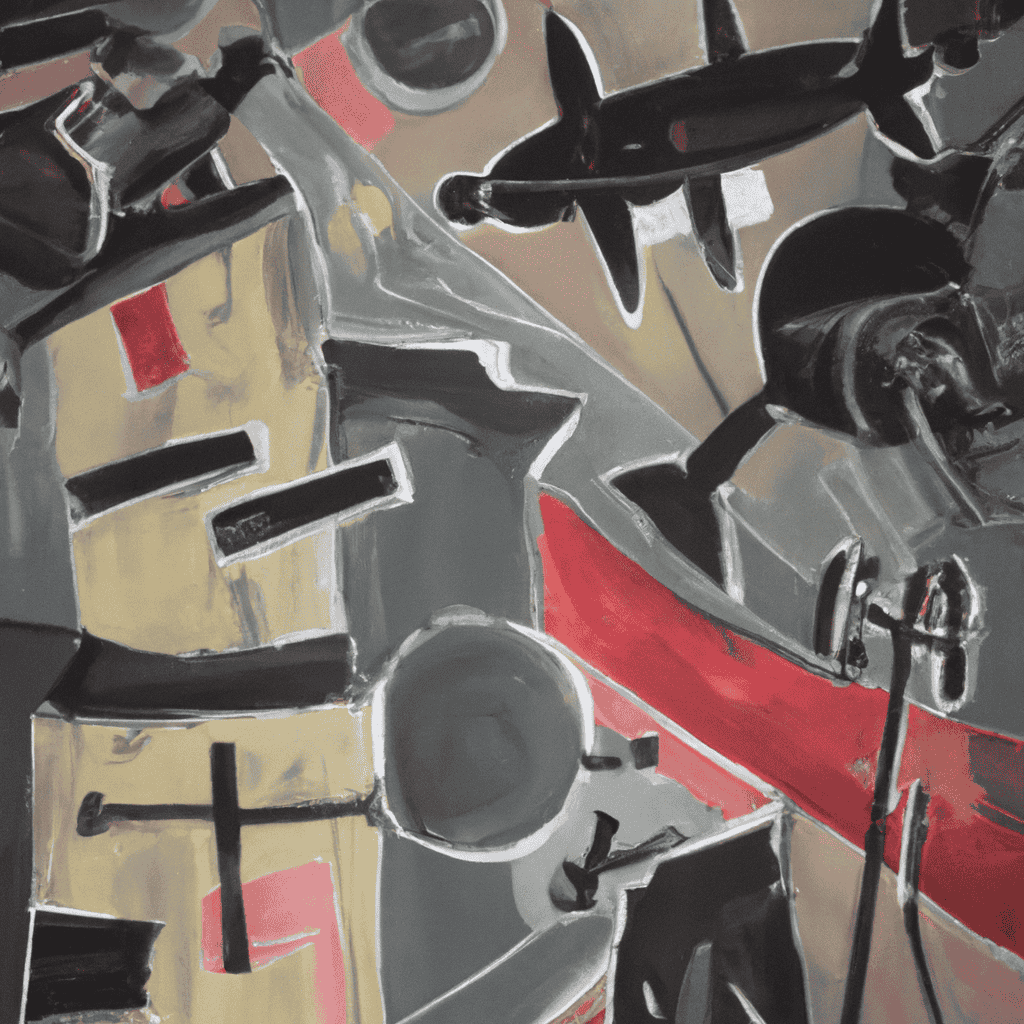 Abstract painting of Equipment and war