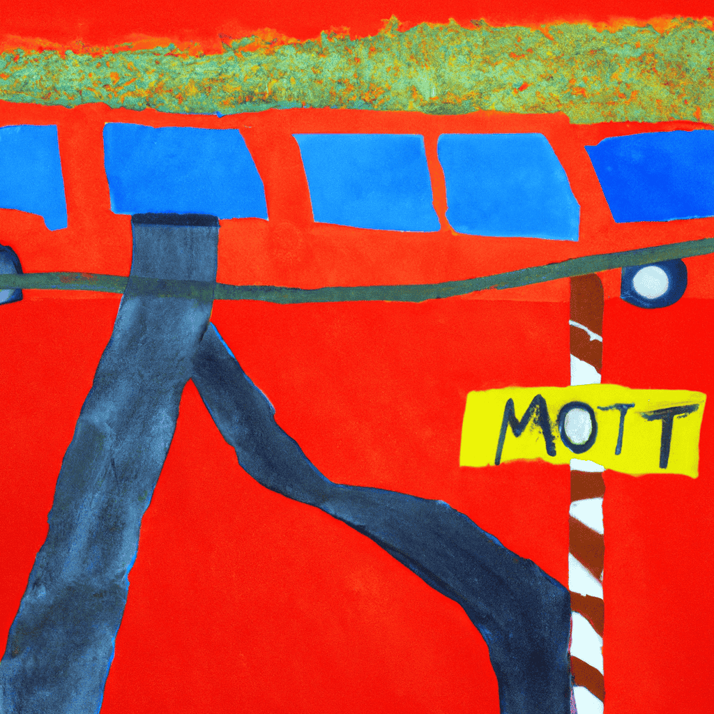 Abstract painting of MOT and red tape