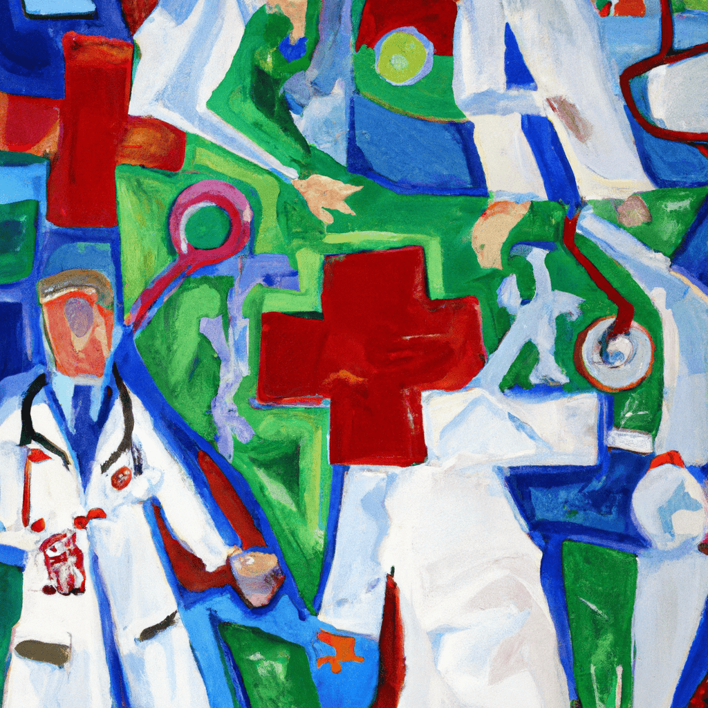 Abstract painting of Junior doctor change over runs smoothly/was a complete shambles