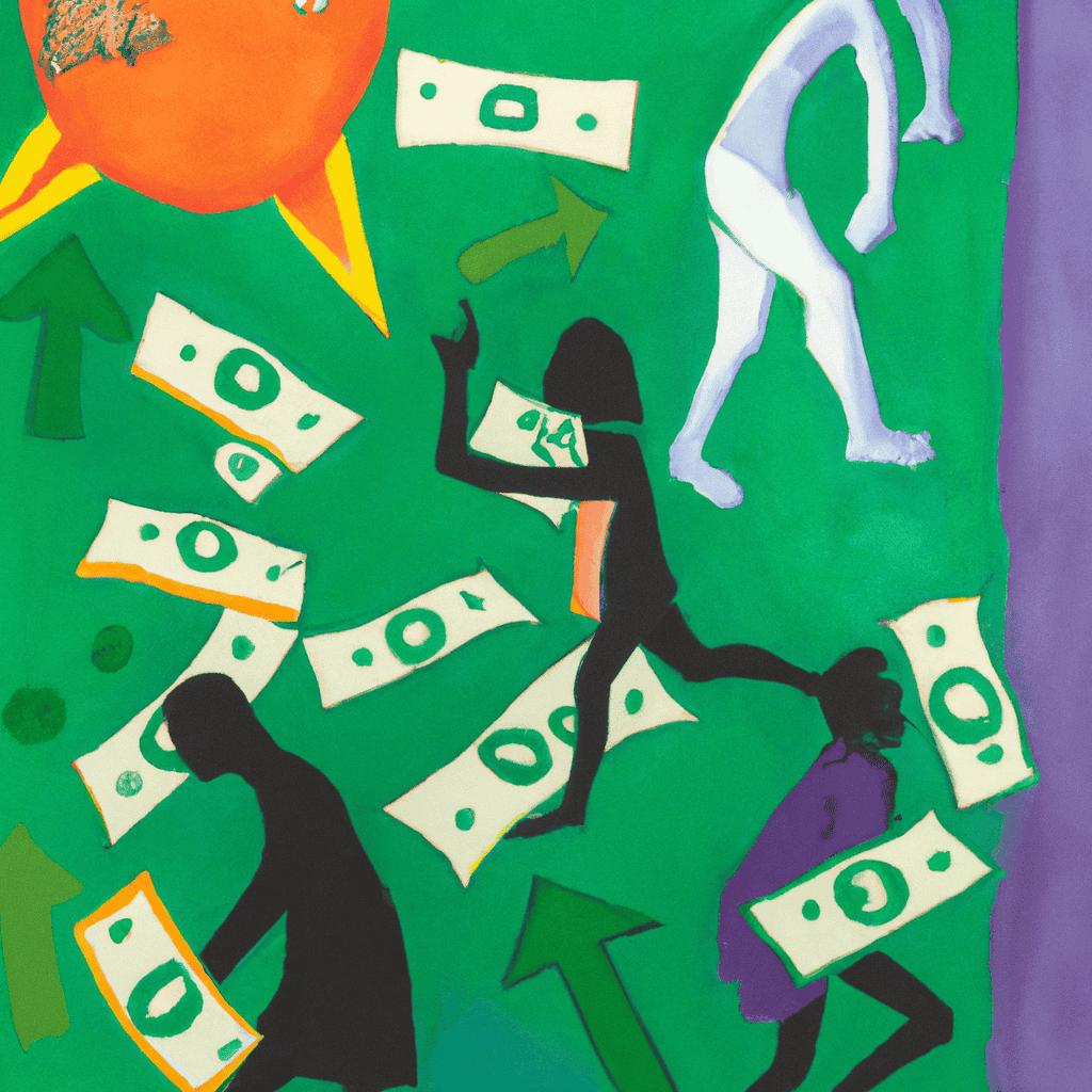 Abstract painting of Throwing away money and in the wrong direction