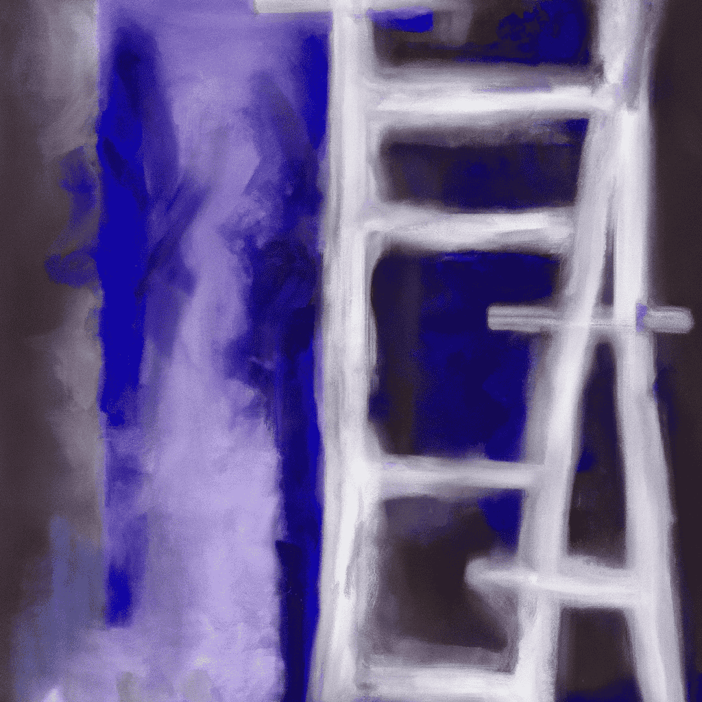 Abstract painting of The perils of climbing a ladder