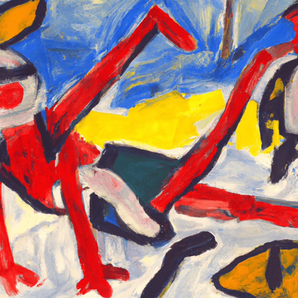 Abstract painting of The anti-social sausage thrower.  Aged 12.