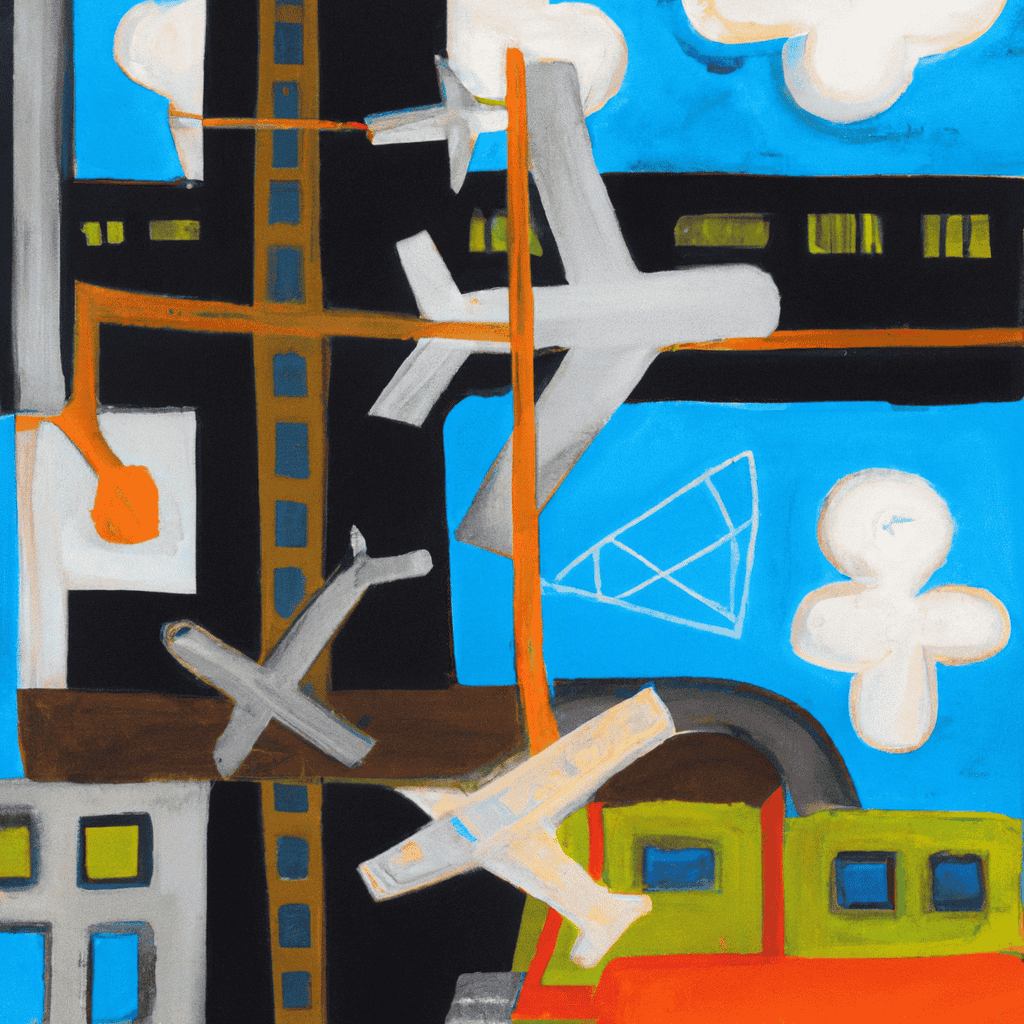 Abstract painting of Planes, trains and automobiles