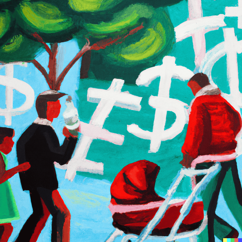 Abstract painting of Rich people's benefits