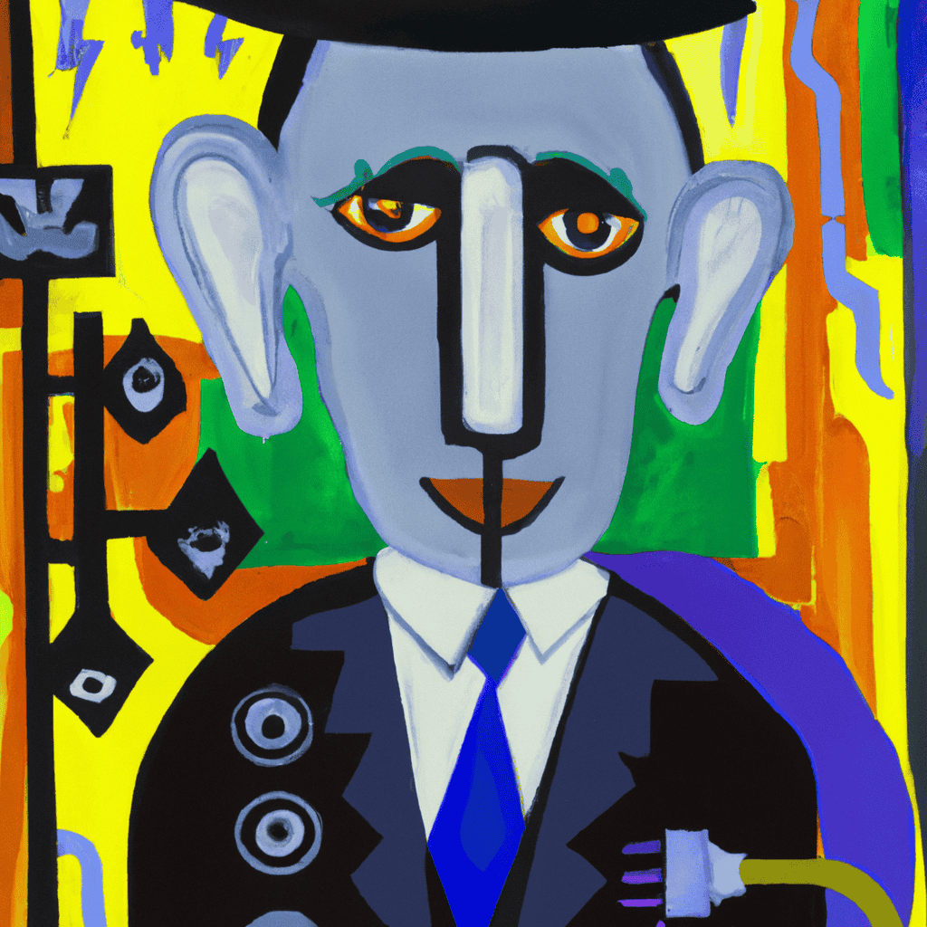 Abstract painting of Sir Callamity McCarthy - a real villain of the depression