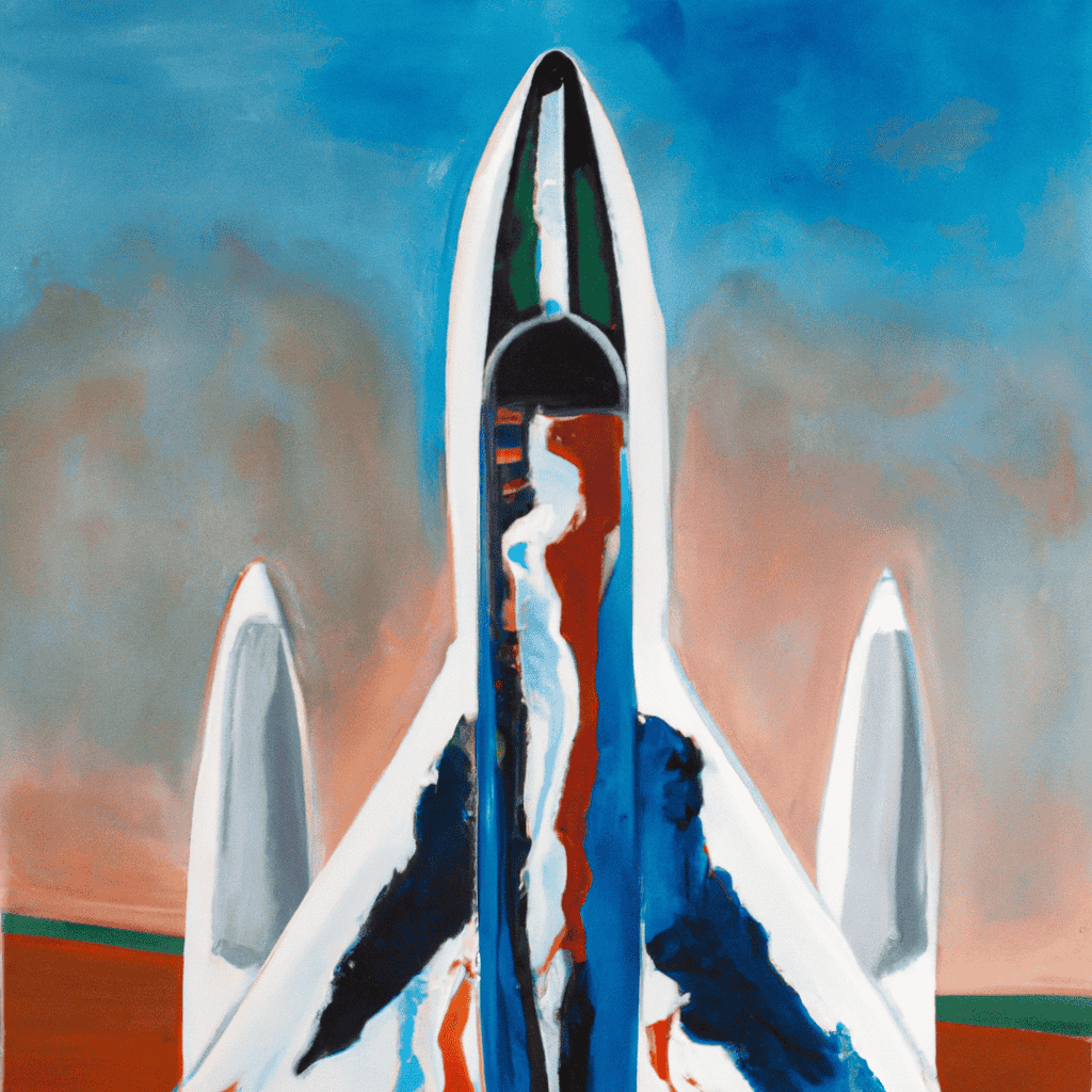 Abstract painting of Blair Force One ready for launch
