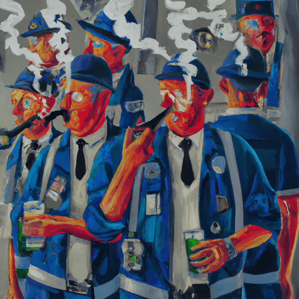 Abstract painting of Health & Safety goons