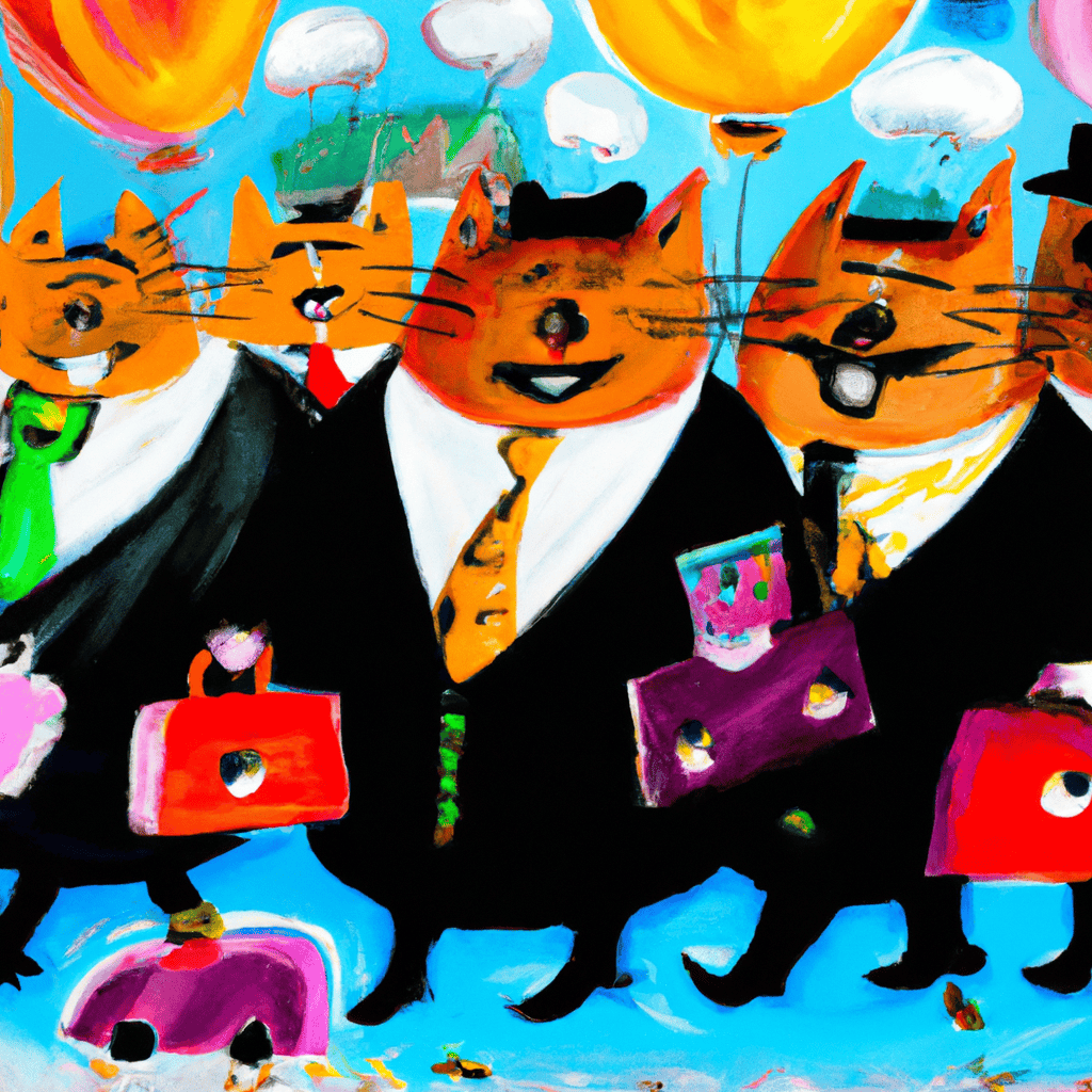 Abstract painting of Fat Cats emigrate from the city to 9-5 administrator role