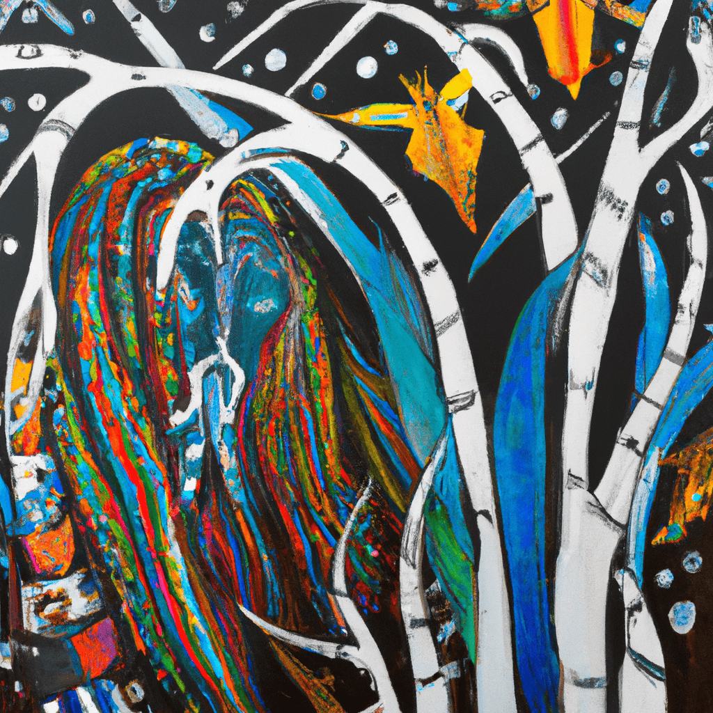 Abstract painting of Amazonian myths