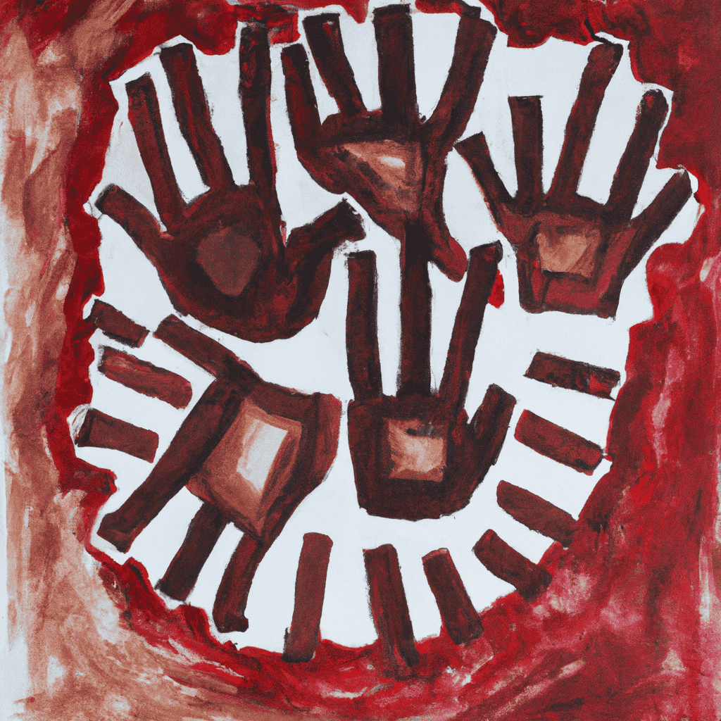 Abstract painting of Blood on their hands