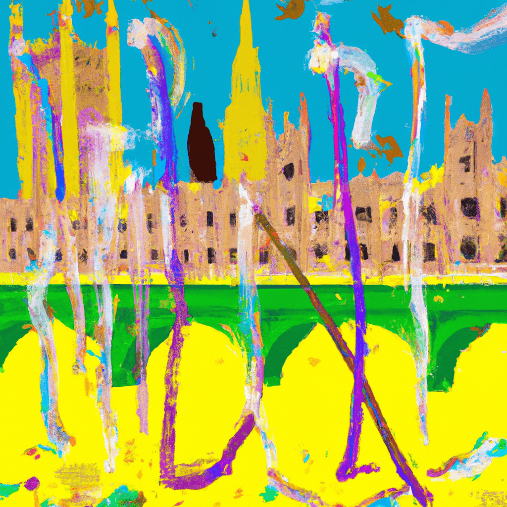 Abstract painting of A parliament swept clean of ideas and principles
